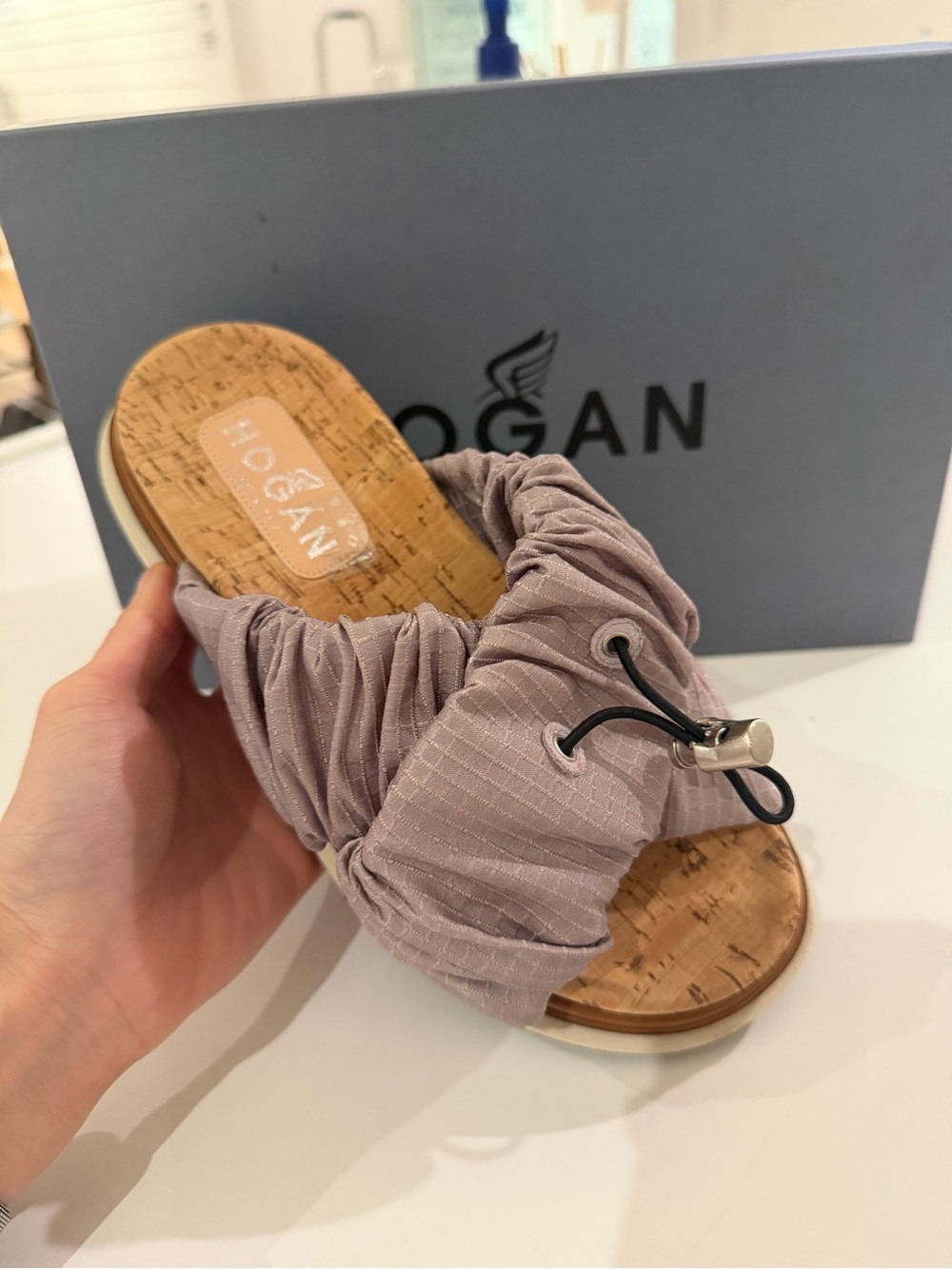 Hogan Pink Ruched Platform Slide - Picture 2 of 11